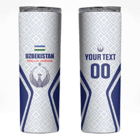 Custom Football Uzbekistan Skinny Tumbler Milliy Jamoa White Version - Wonder Print Shop