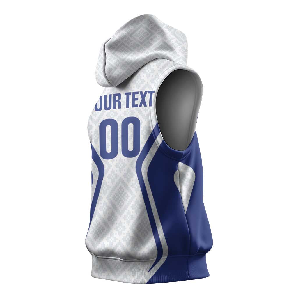 Custom Football Uzbekistan Sleeveless Hoodie Milliy Jamoa White Version - Wonder Print Shop
