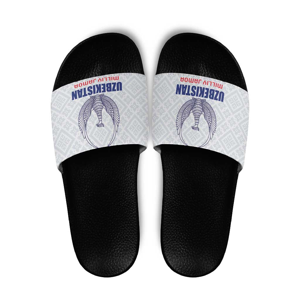 Football Uzbekistan Slide Sandals Milliy Jamoa White Version - Wonder Print Shop