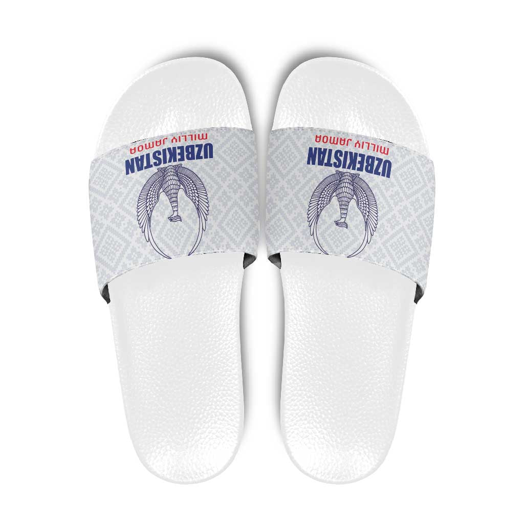Football Uzbekistan Slide Sandals Milliy Jamoa White Version - Wonder Print Shop