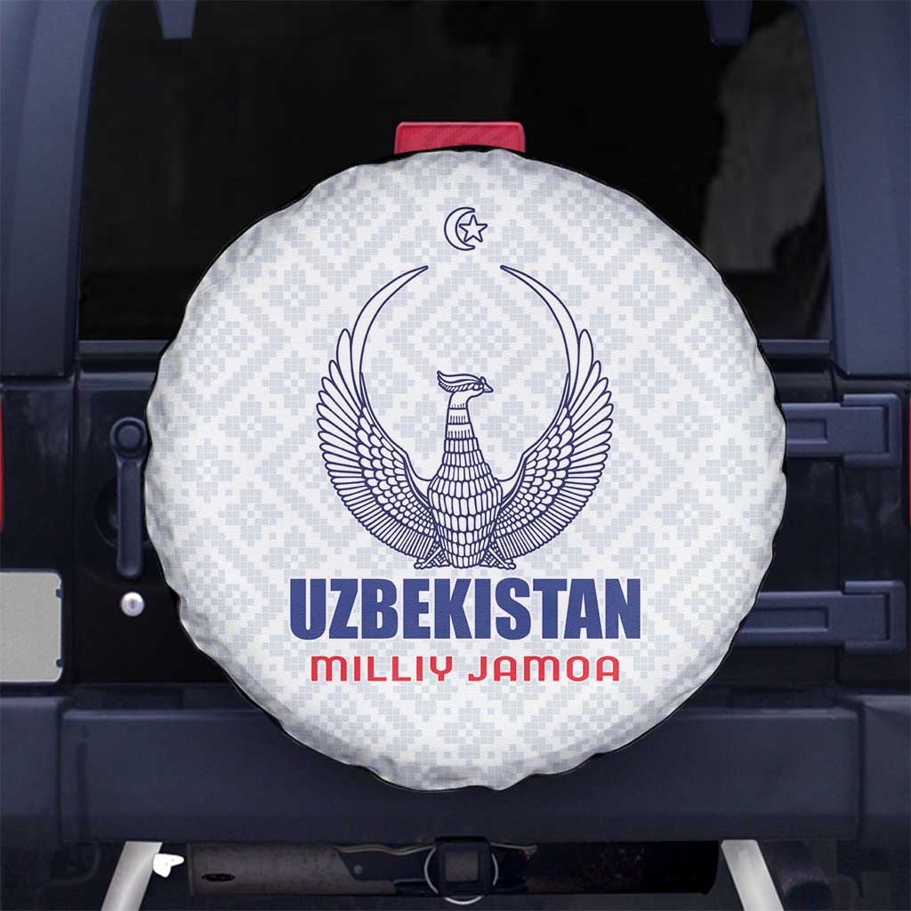 Football Uzbekistan Spare Tire Cover Milliy Jamoa White Version - Wonder Print Shop