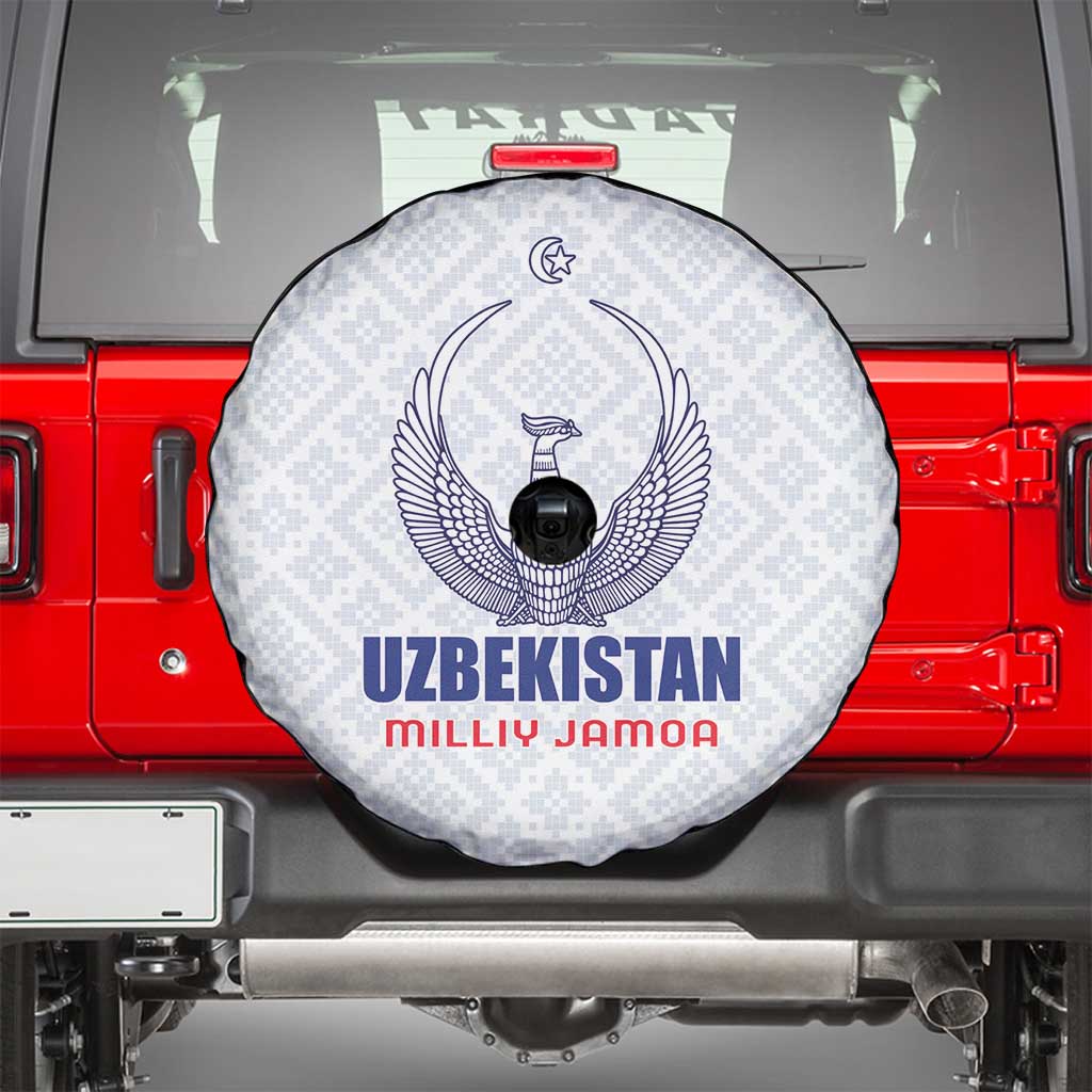 Football Uzbekistan Spare Tire Cover Milliy Jamoa White Version - Wonder Print Shop