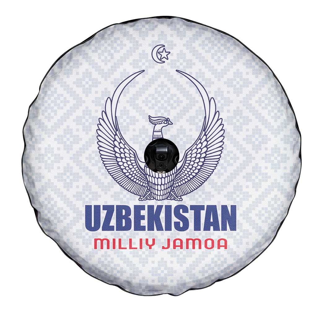 Football Uzbekistan Spare Tire Cover Milliy Jamoa White Version - Wonder Print Shop