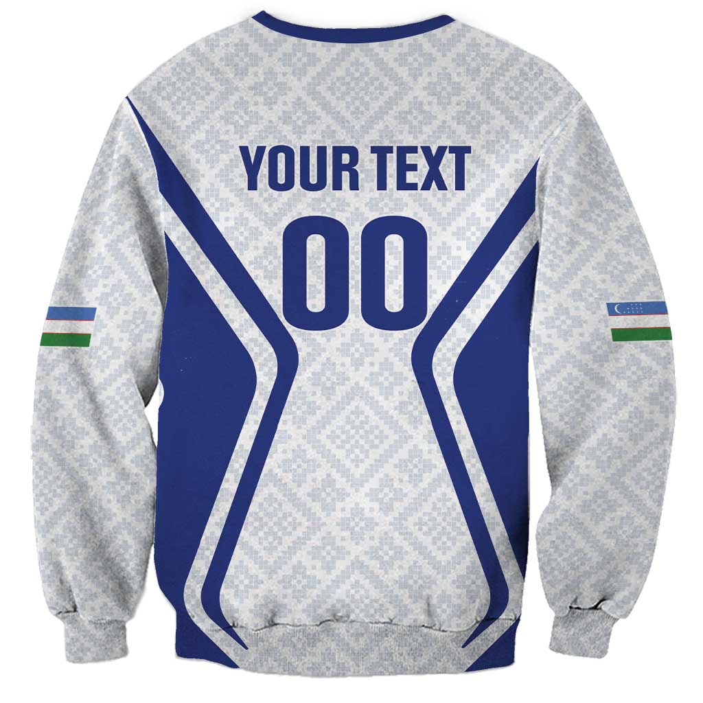 Custom Football Uzbekistan Sweatshirt Milliy Jamoa White Version - Wonder Print Shop
