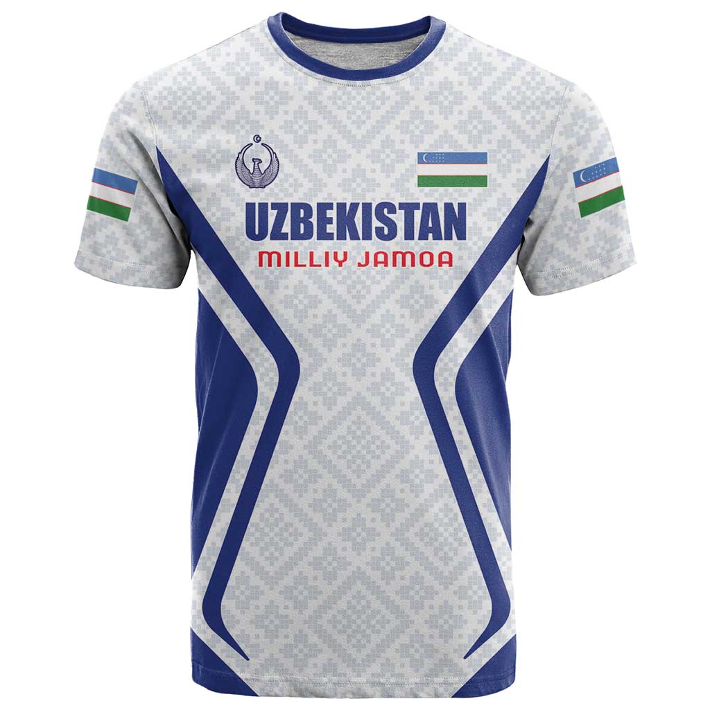 Custom Football Uzbekistan T Shirt Milliy Jamoa White Version - Wonder Print Shop