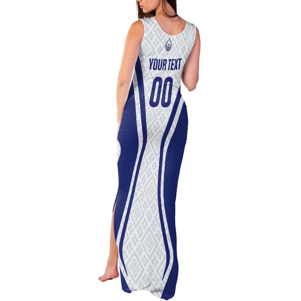 Custom Football Uzbekistan Tank Maxi Dress Milliy Jamoa White Version - Wonder Print Shop