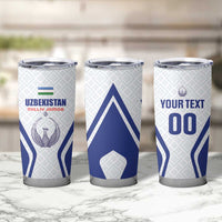 Custom Football Uzbekistan Tumbler Cup Milliy Jamoa White Version - Wonder Print Shop