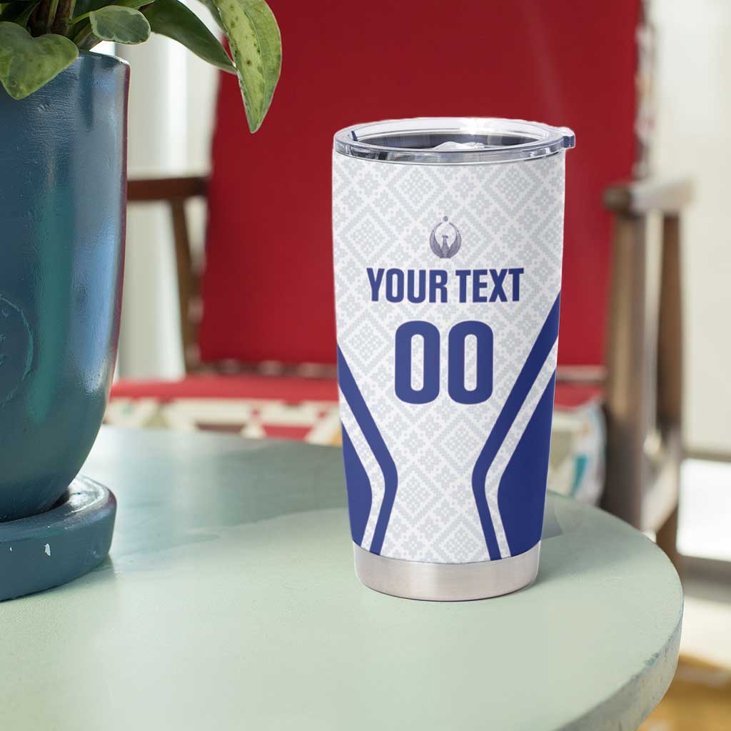 Custom Football Uzbekistan Tumbler Cup Milliy Jamoa White Version - Wonder Print Shop
