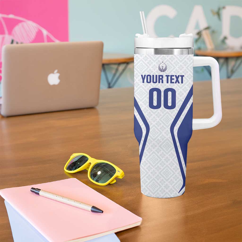 Custom Football Uzbekistan Tumbler With Handle Milliy Jamoa White Version - Wonder Print Shop