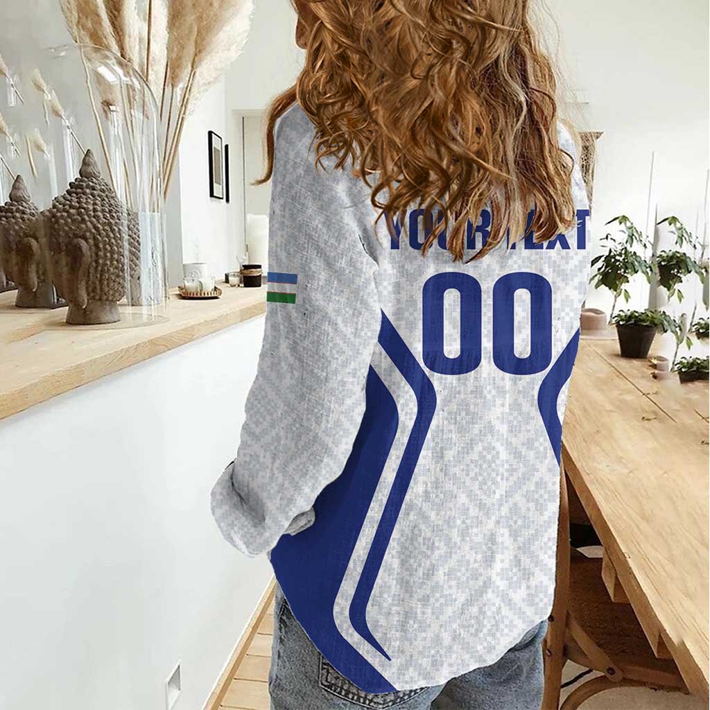 Custom Football Uzbekistan Women Casual Shirt Milliy Jamoa White Version - Wonder Print Shop