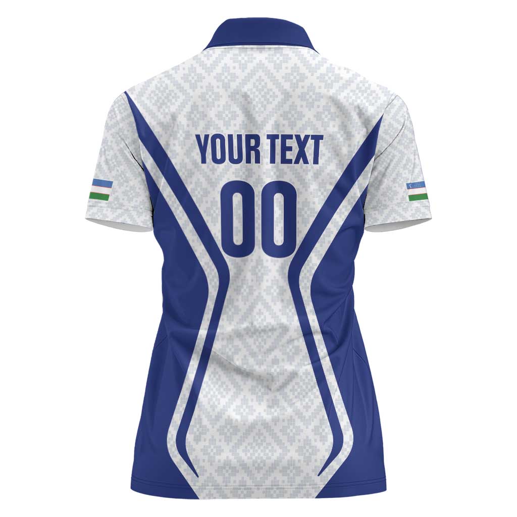 Custom Football Uzbekistan Women Polo Shirt Milliy Jamoa White Version - Wonder Print Shop