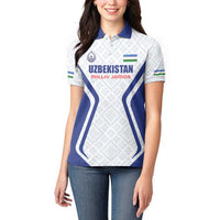 Custom Football Uzbekistan Women Polo Shirt Milliy Jamoa White Version - Wonder Print Shop