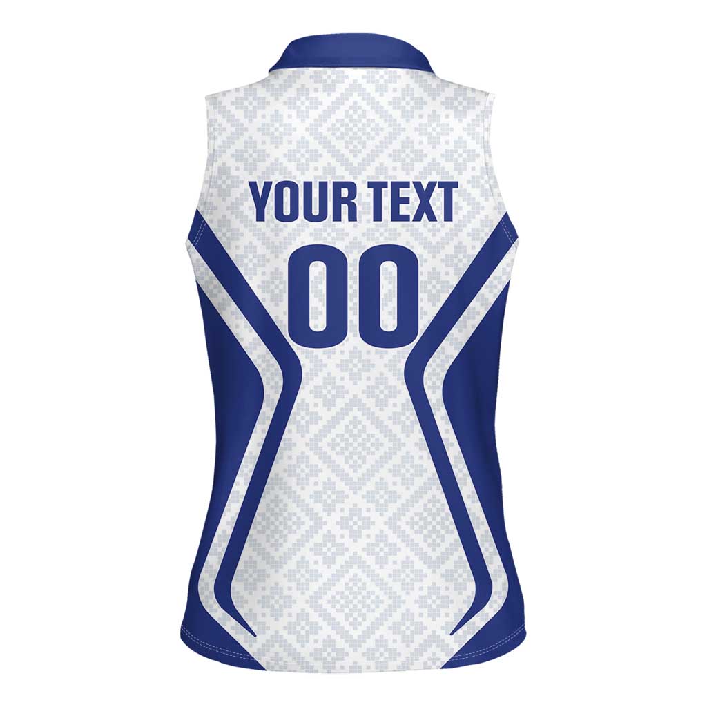 Custom Football Uzbekistan Women Sleeveless Polo Shirt Milliy Jamoa White Version - Wonder Print Shop