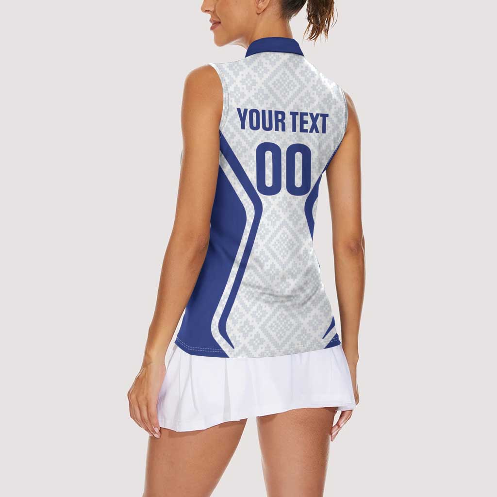 Custom Football Uzbekistan Women Sleeveless Polo Shirt Milliy Jamoa White Version - Wonder Print Shop