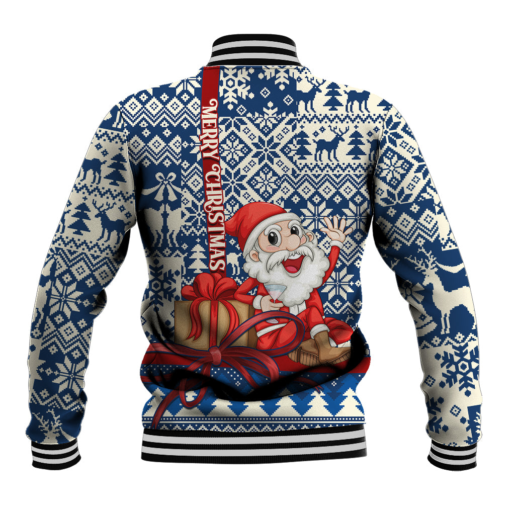 Pennsylvania Christmas Baseball Jacket Santa Claus With Gift Box Xmas Pattern - Wonder Print Shop