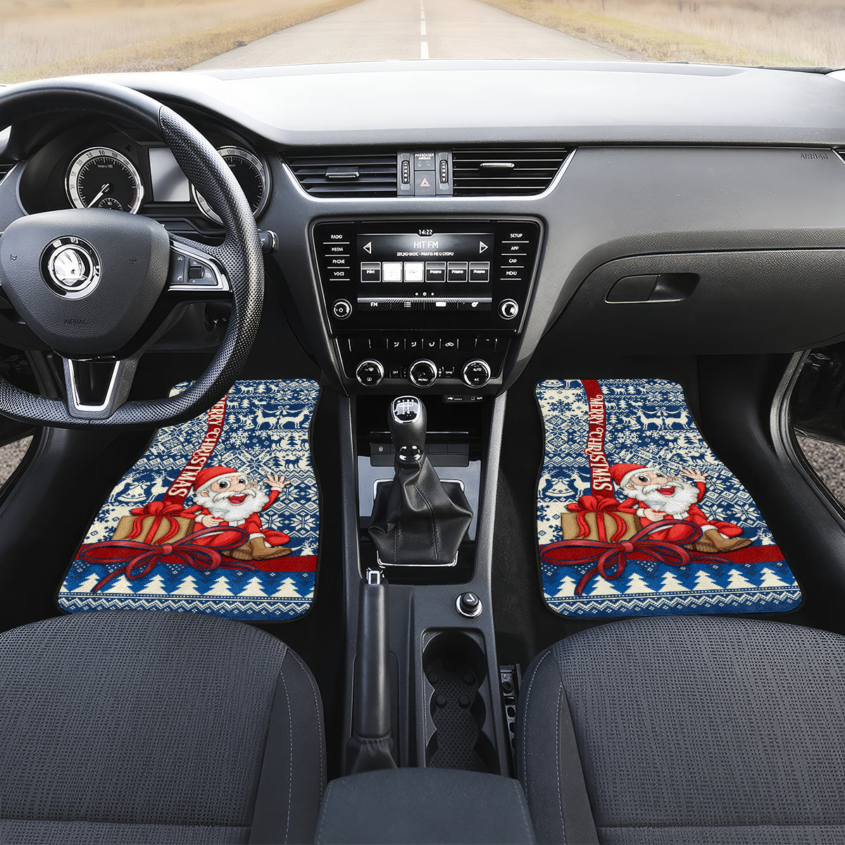 Pennsylvania Christmas Car Mats Santa Claus With Gift Box Xmas Pattern - Wonder Print Shop