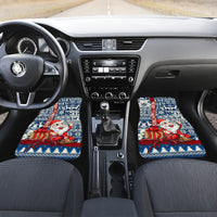 Pennsylvania Christmas Car Mats Santa Claus With Gift Box Xmas Pattern - Wonder Print Shop