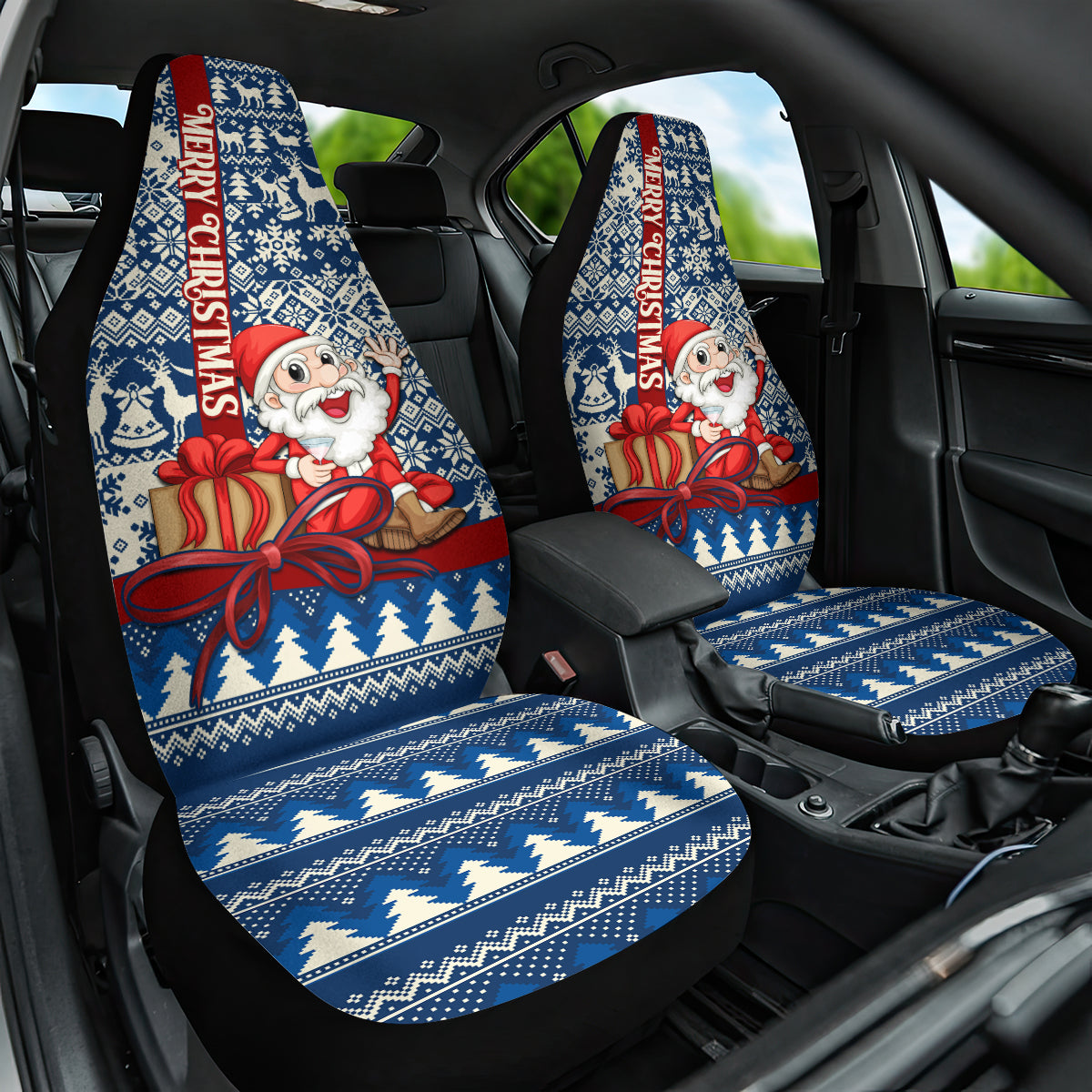 Pennsylvania Christmas Car Seat Cover Santa Claus With Gift Box Xmas Pattern - Wonder Print Shop