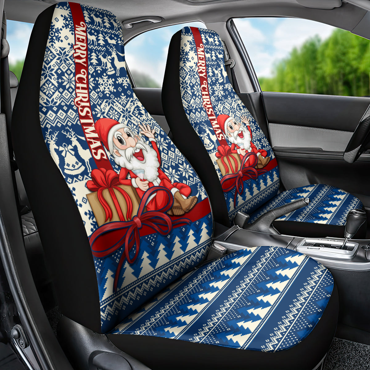 Pennsylvania Christmas Car Seat Cover Santa Claus With Gift Box Xmas Pattern - Wonder Print Shop