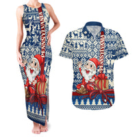 Pennsylvania Christmas Couples Matching Tank Maxi Dress and Hawaiian Shirt Santa Claus With Gift Box Xmas Pattern - Wonder Print Shop