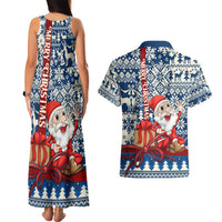 Pennsylvania Christmas Couples Matching Tank Maxi Dress and Hawaiian Shirt Santa Claus With Gift Box Xmas Pattern - Wonder Print Shop