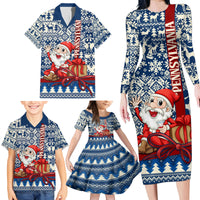 Pennsylvania Christmas Family Matching Long Sleeve Bodycon Dress and Hawaiian Shirt Santa Claus With Gift Box Xmas Pattern - Wonder Print Shop