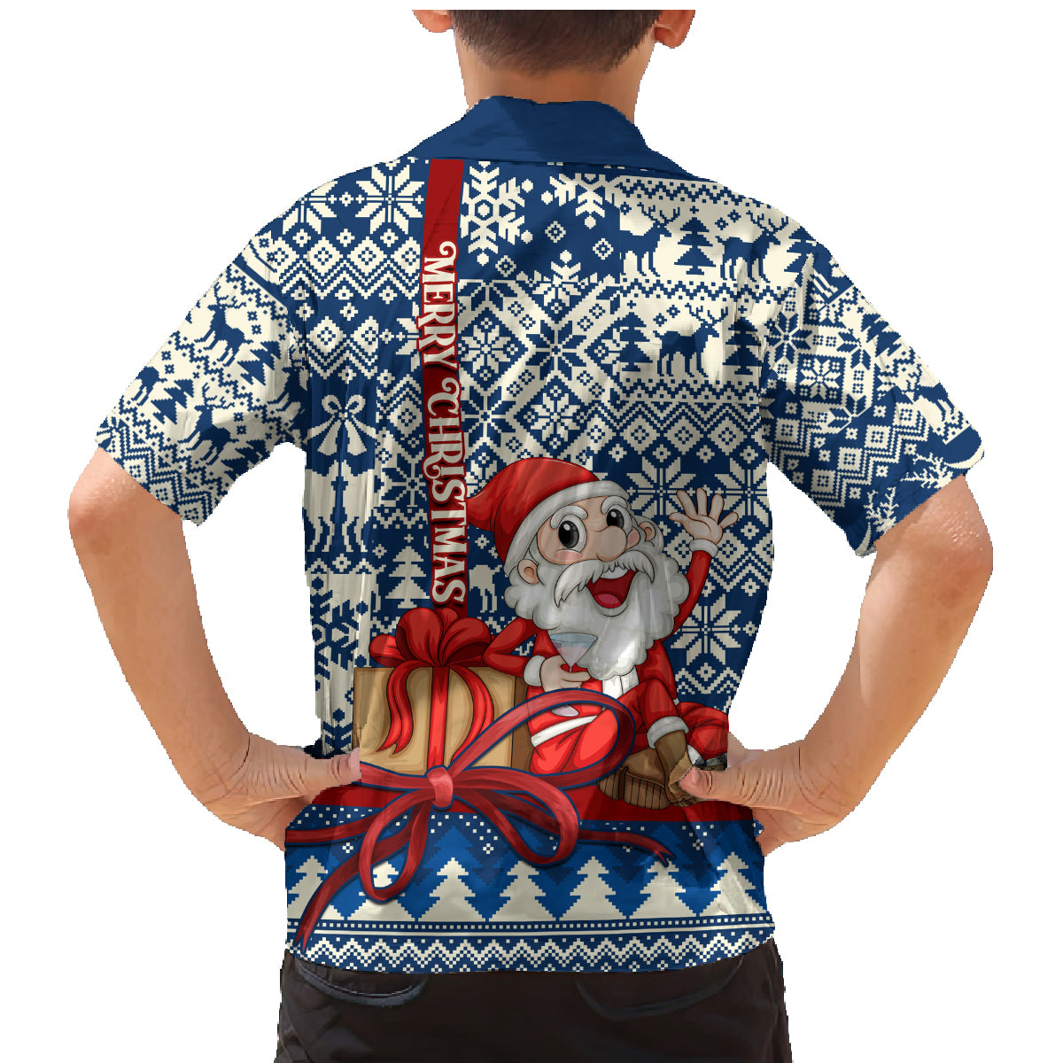 Pennsylvania Christmas Family Matching Mermaid Dress and Hawaiian Shirt Santa Claus With Gift Box Xmas Pattern - Wonder Print Shop