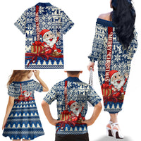 Pennsylvania Christmas Family Matching Off Shoulder Long Sleeve Dress and Hawaiian Shirt Santa Claus With Gift Box Xmas Pattern - Wonder Print Shop
