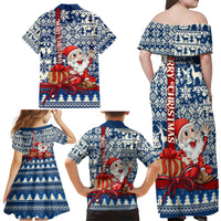 Pennsylvania Christmas Family Matching Off Shoulder Maxi Dress and Hawaiian Shirt Santa Claus With Gift Box Xmas Pattern - Wonder Print Shop
