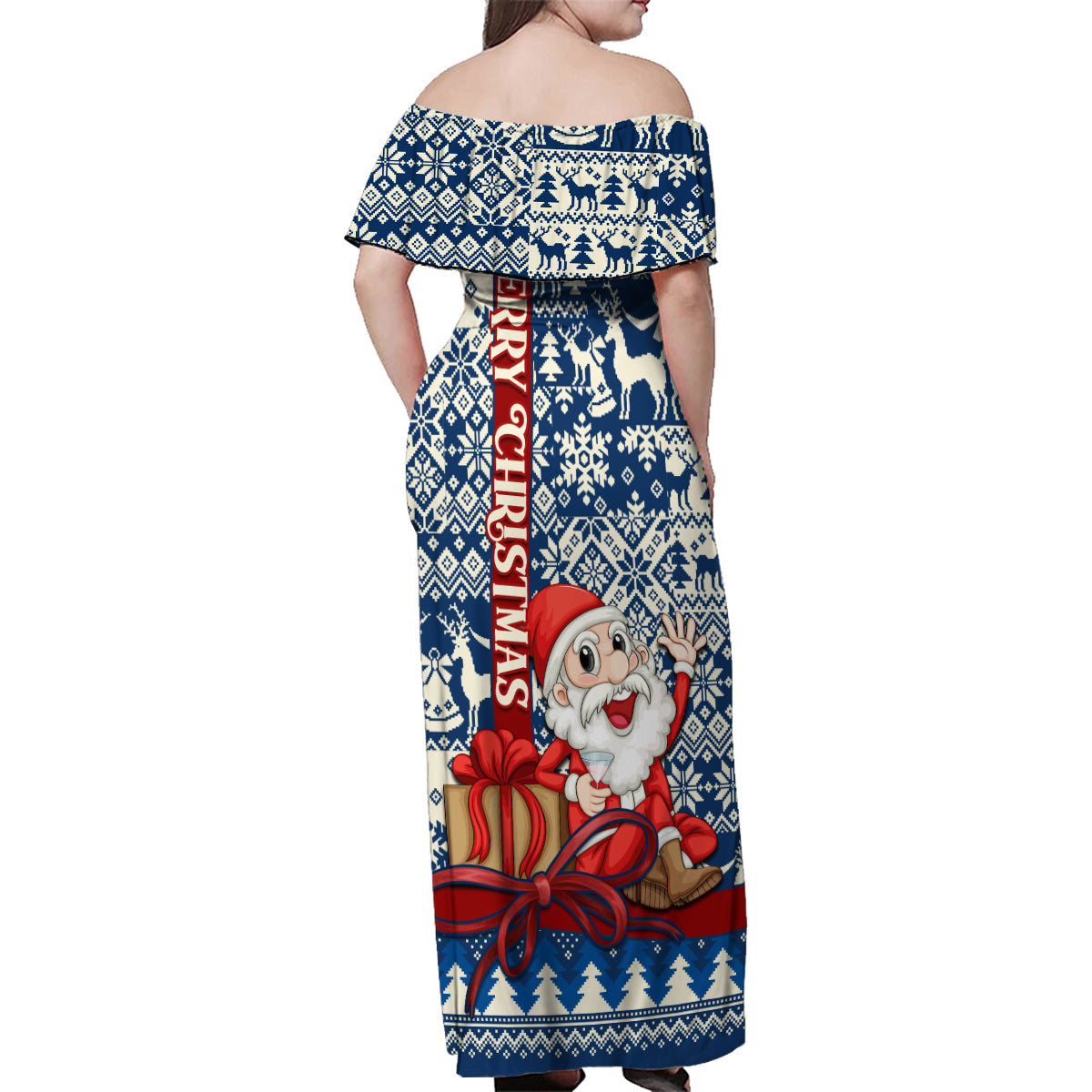 Pennsylvania Christmas Family Matching Off Shoulder Maxi Dress and Hawaiian Shirt Santa Claus With Gift Box Xmas Pattern - Wonder Print Shop