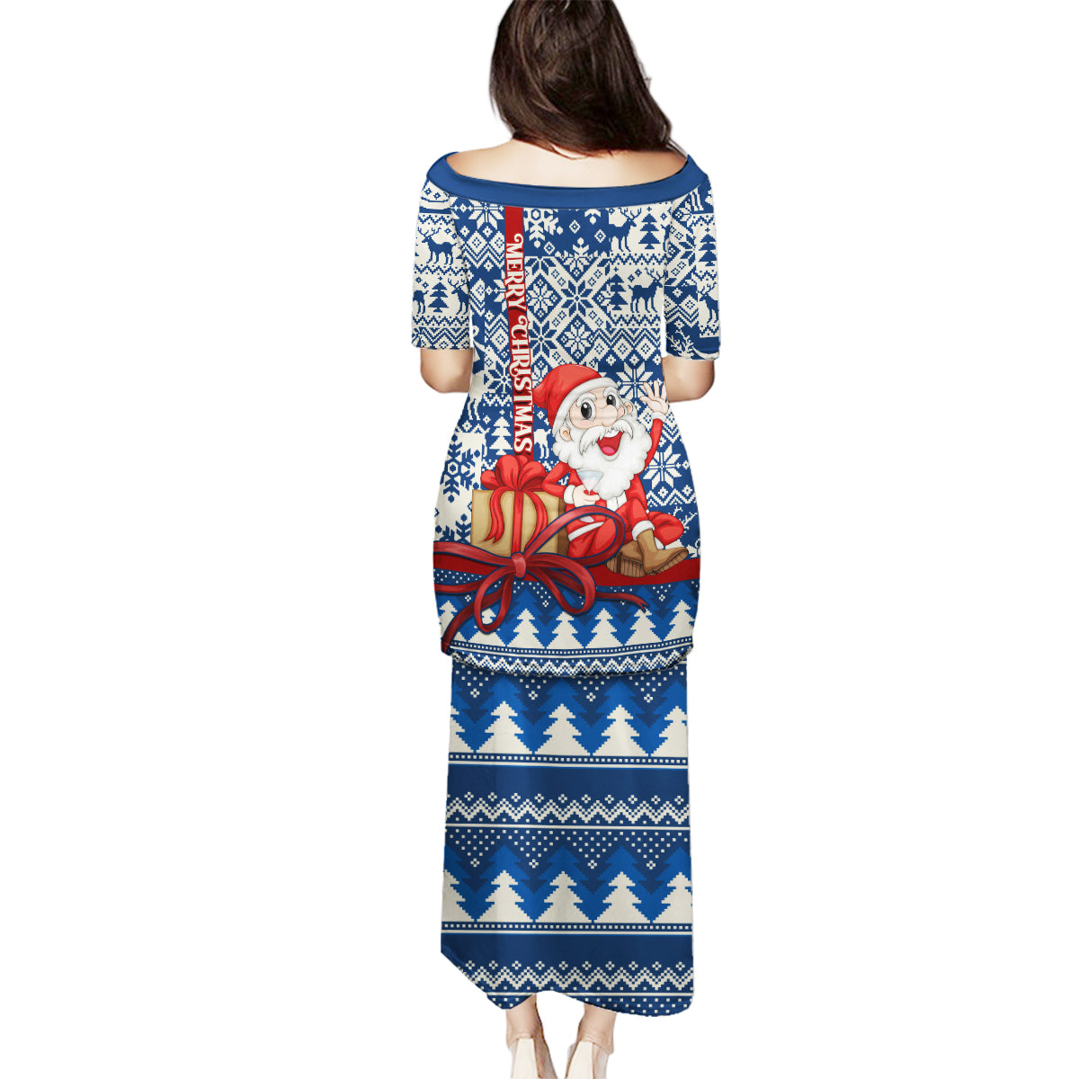 Pennsylvania Christmas Family Matching Puletasi Dress and Hawaiian Shirt Santa Claus With Gift Box Xmas Pattern - Wonder Print Shop