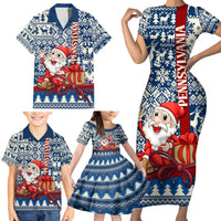 Pennsylvania Christmas Family Matching Short Sleeve Bodycon Dress and Hawaiian Shirt Santa Claus With Gift Box Xmas Pattern - Wonder Print Shop