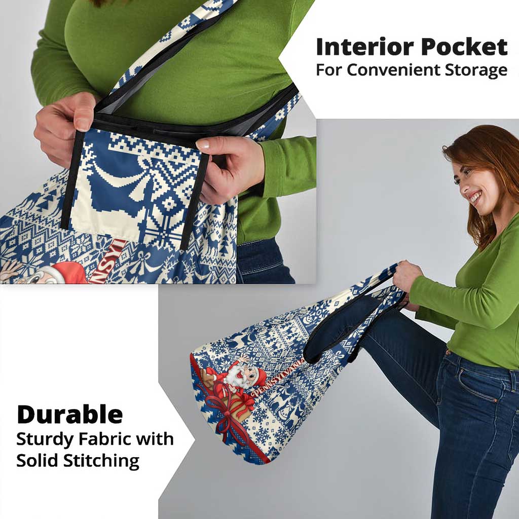 Pennsylvania Christmas Grocery Bag Santa Claus With Gift Box Xmas Pattern