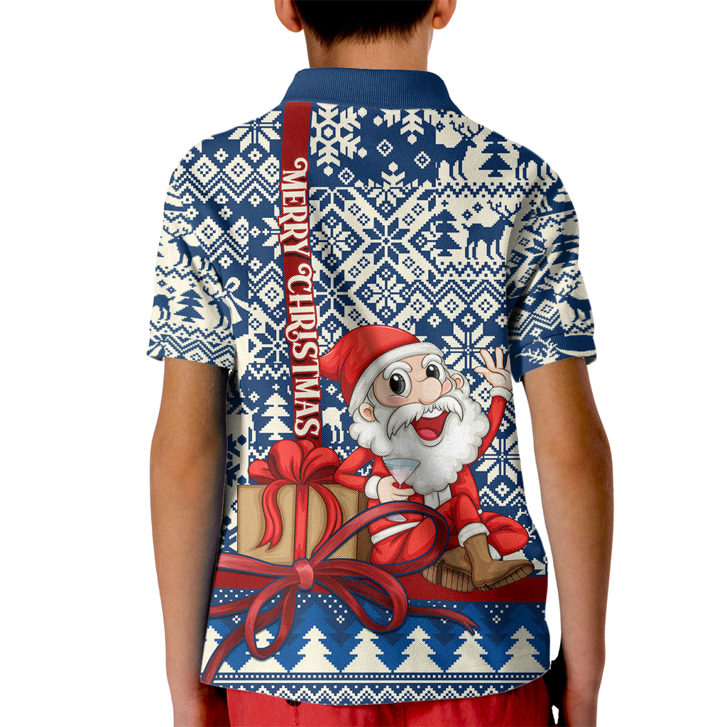 Pennsylvania Christmas Kid Polo Shirt Santa Claus With Gift Box Xmas Pattern - Wonder Print Shop