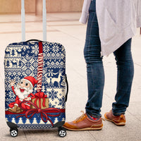 Pennsylvania Christmas Luggage Cover Santa Claus With Gift Box Xmas Pattern - Wonder Print Shop