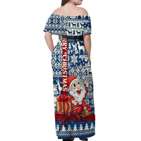 Pennsylvania Christmas Off Shoulder Maxi Dress Santa Claus With Gift Box Xmas Pattern - Wonder Print Shop