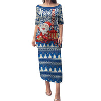 Pennsylvania Christmas Puletasi Santa Claus With Gift Box Xmas Pattern - Wonder Print Shop