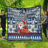Pennsylvania Christmas Quilt Santa Claus With Gift Box Xmas Pattern - Wonder Print Shop
