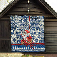 Pennsylvania Christmas Quilt Santa Claus With Gift Box Xmas Pattern - Wonder Print Shop