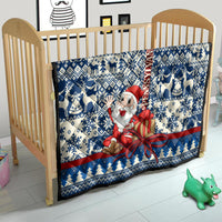 Pennsylvania Christmas Quilt Santa Claus With Gift Box Xmas Pattern - Wonder Print Shop