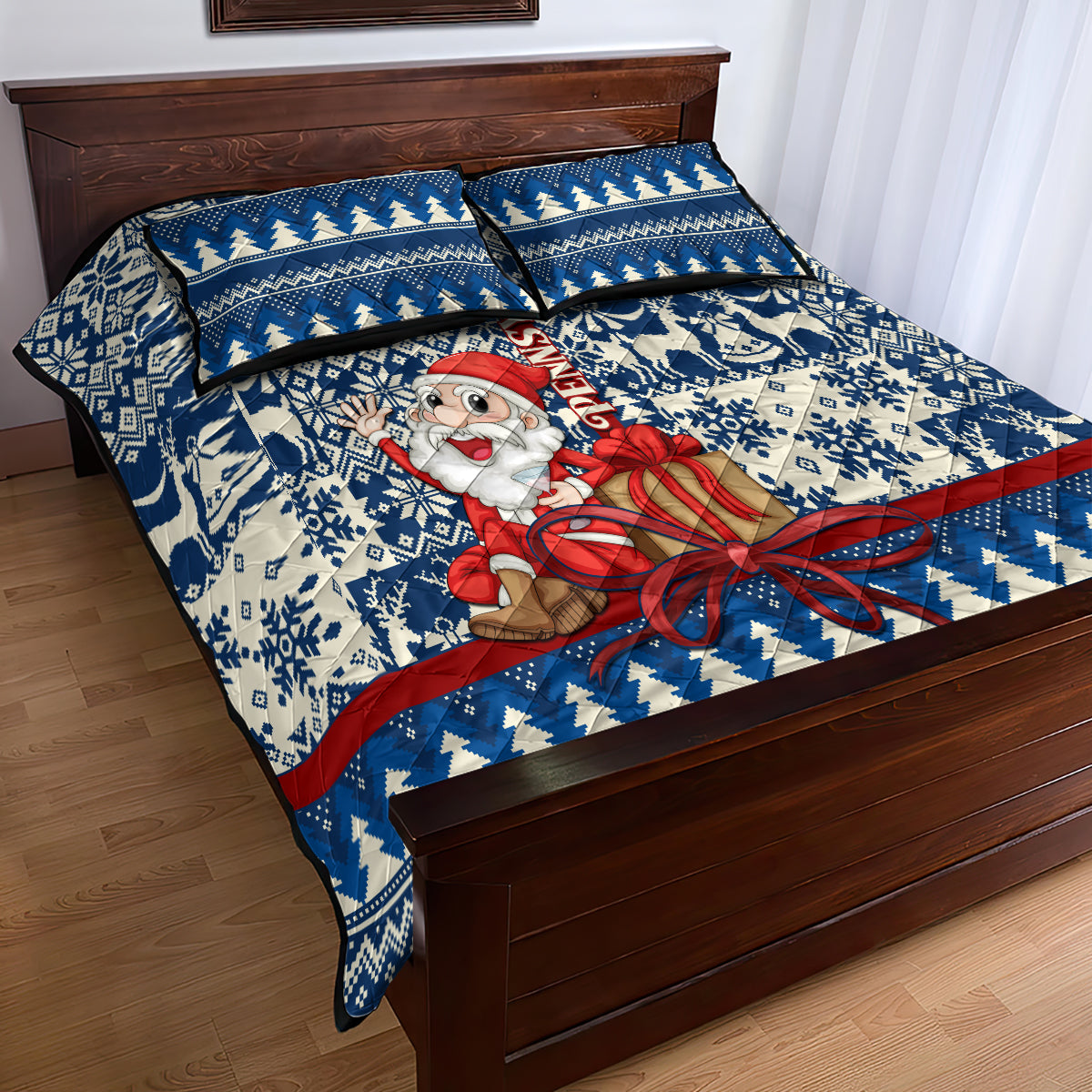 Pennsylvania Christmas Quilt Bed Set Santa Claus With Gift Box Xmas Pattern - Wonder Print Shop