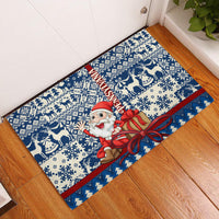 Pennsylvania Christmas Rubber Doormat Santa Claus With Gift Box Xmas Pattern - Wonder Print Shop