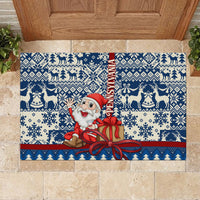 Pennsylvania Christmas Rubber Doormat Santa Claus With Gift Box Xmas Pattern - Wonder Print Shop