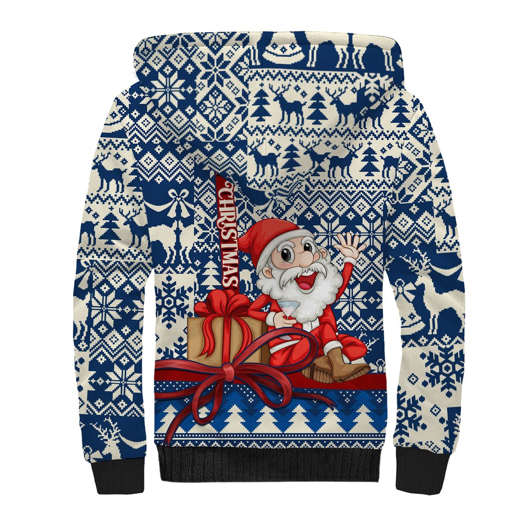 Pennsylvania Christmas Sherpa Hoodie Santa Claus With Gift Box Xmas Pattern - Wonder Print Shop