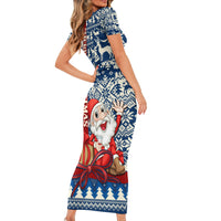 Pennsylvania Christmas Short Sleeve Bodycon Dress Santa Claus With Gift Box Xmas Pattern - Wonder Print Shop
