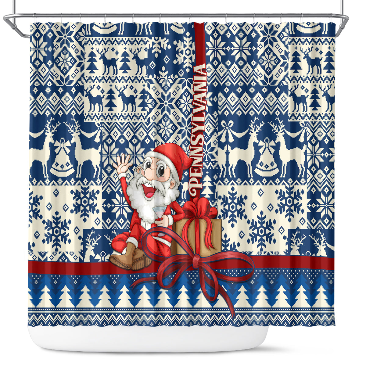 pennsylvania-christmas-shower-curtain-santa-claus-with-gift-box-xmas-pattern