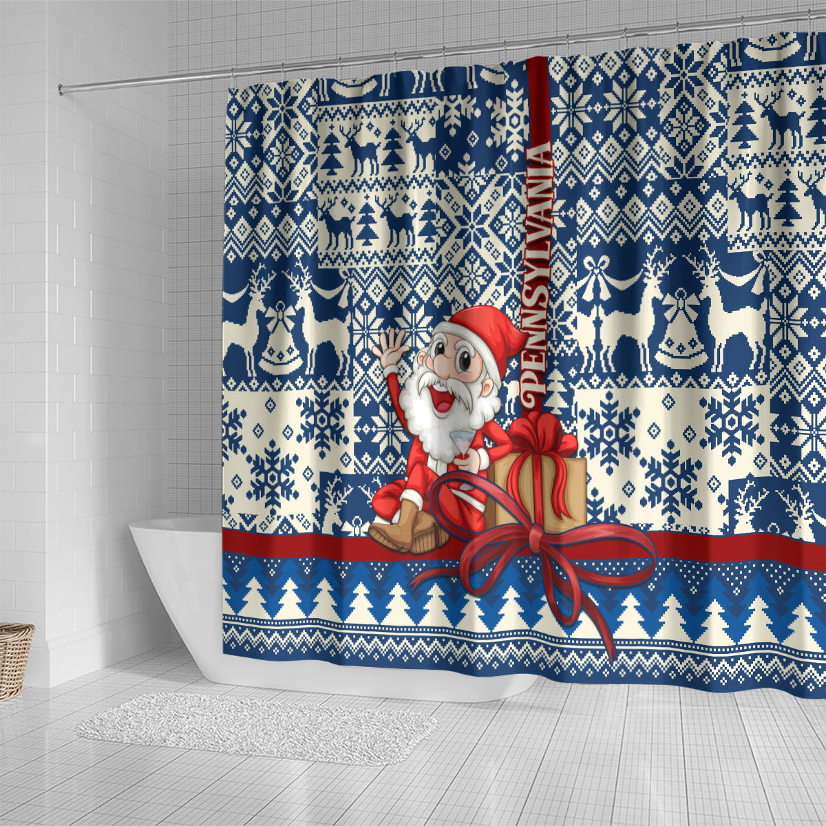 pennsylvania-christmas-shower-curtain-santa-claus-with-gift-box-xmas-pattern