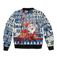 Pennsylvania Christmas Sleeve Zip Bomber Jacket Santa Claus With Gift Box Xmas Pattern - Wonder Print Shop