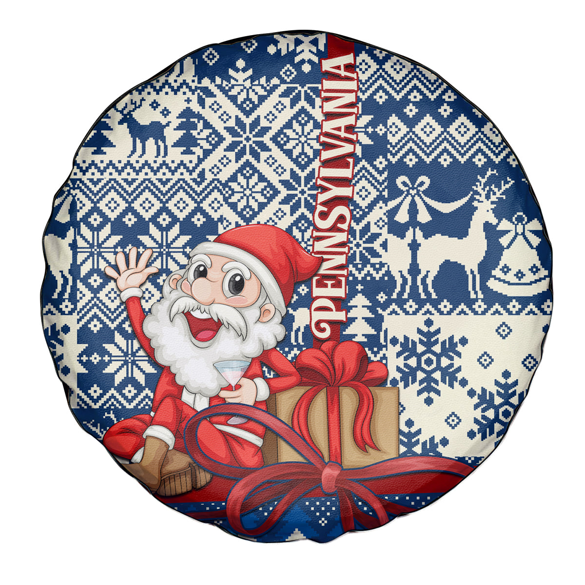 Pennsylvania Christmas Spare Tire Cover Santa Claus With Gift Box Xmas Pattern - Wonder Print Shop