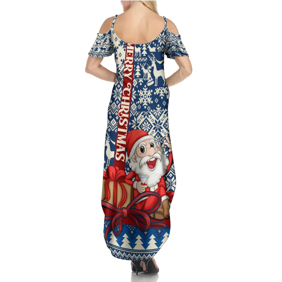Pennsylvania Christmas Summer Maxi Dress Santa Claus With Gift Box Xmas Pattern - Wonder Print Shop